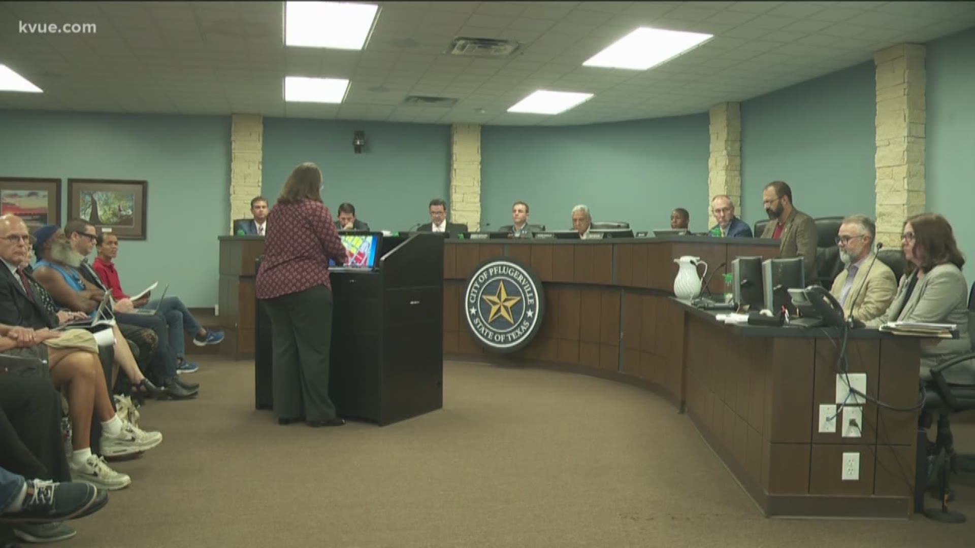 The Pflugerville City Council heard the first reading of some ordinances that would define exactly what "camping" and "panhandling" are, legally.