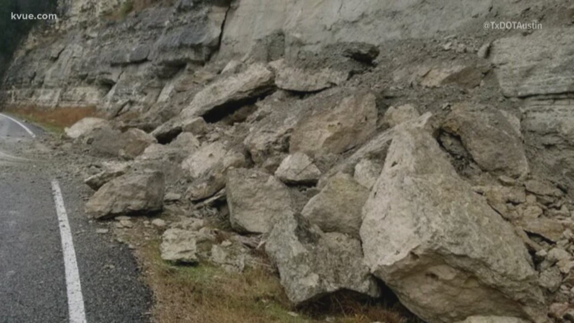 A small rockslide left debris out on one lane of 2222.