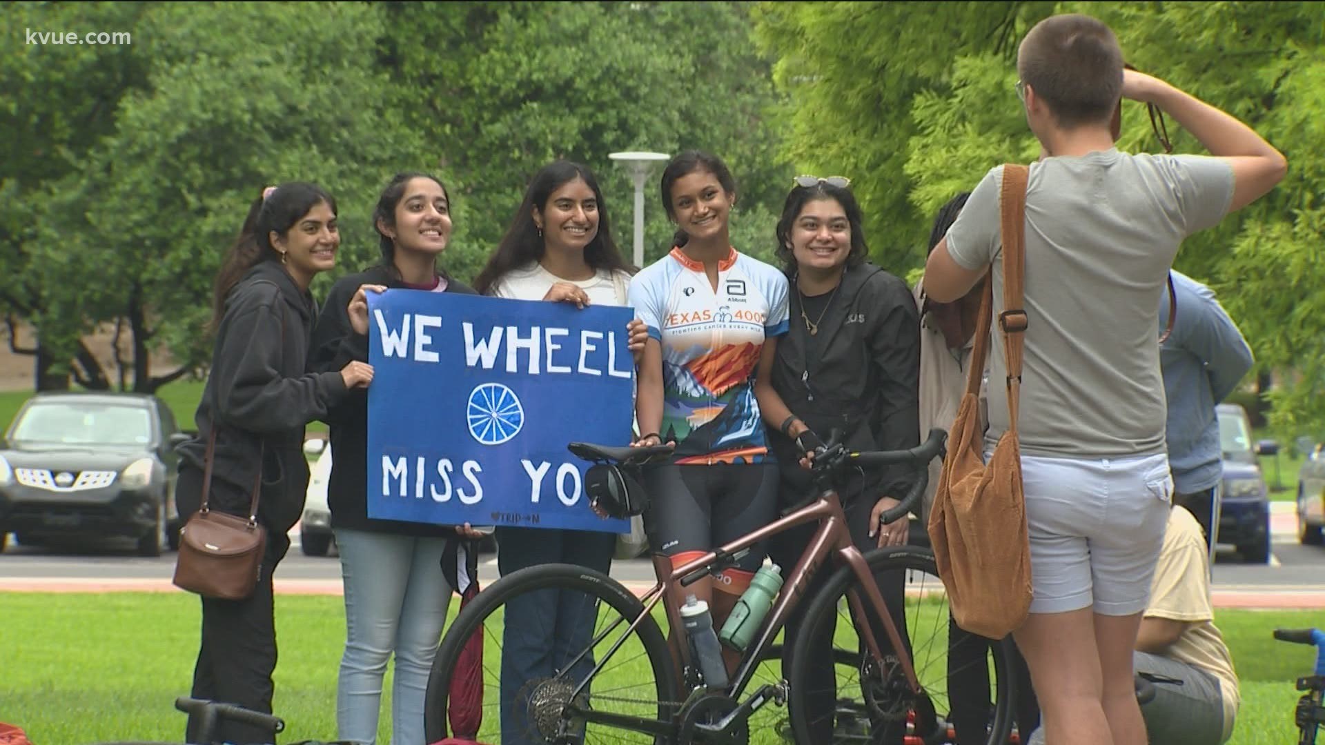 Dozens of University of Texas at Austin students took off from campus Friday morning for the "Texas 4,000" bike ride.
