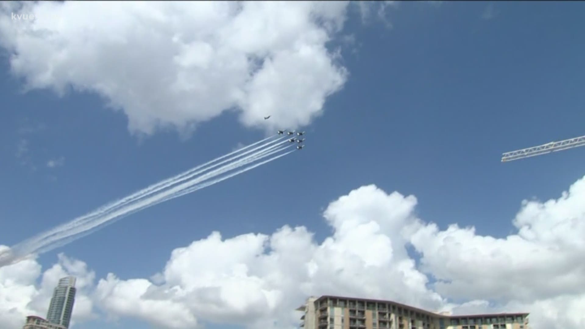The U.S. Air Force Thunderbirds spent about 25 minutes doing a flyover all across the Austin area.