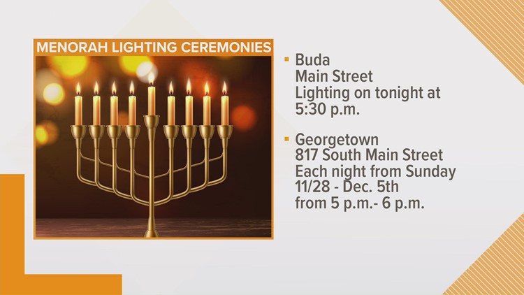 Menorah lighting ceremonies in Buda, Georgetown