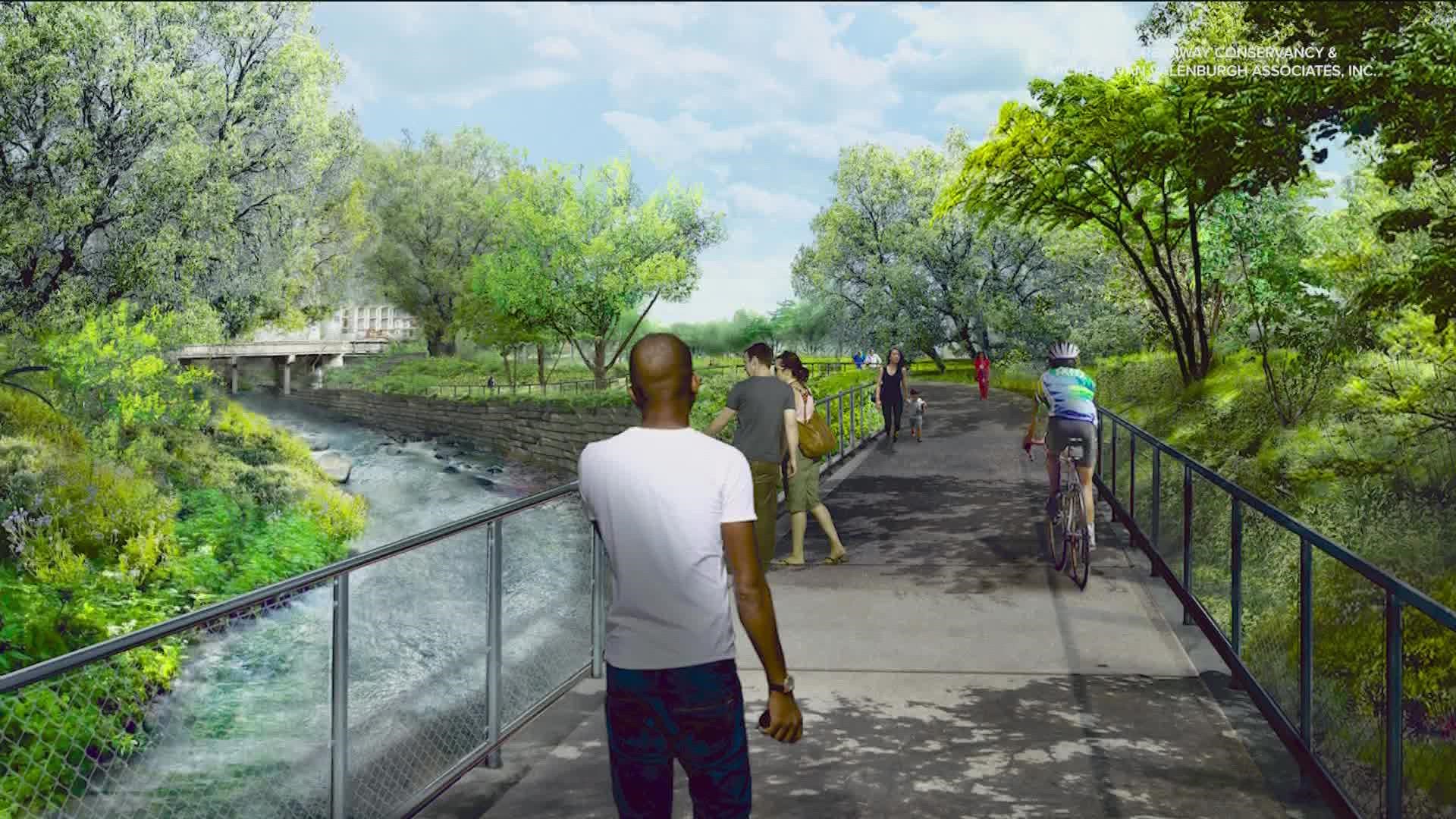 This is part of a bigger park system along Waller Creek in Downtown Austin.