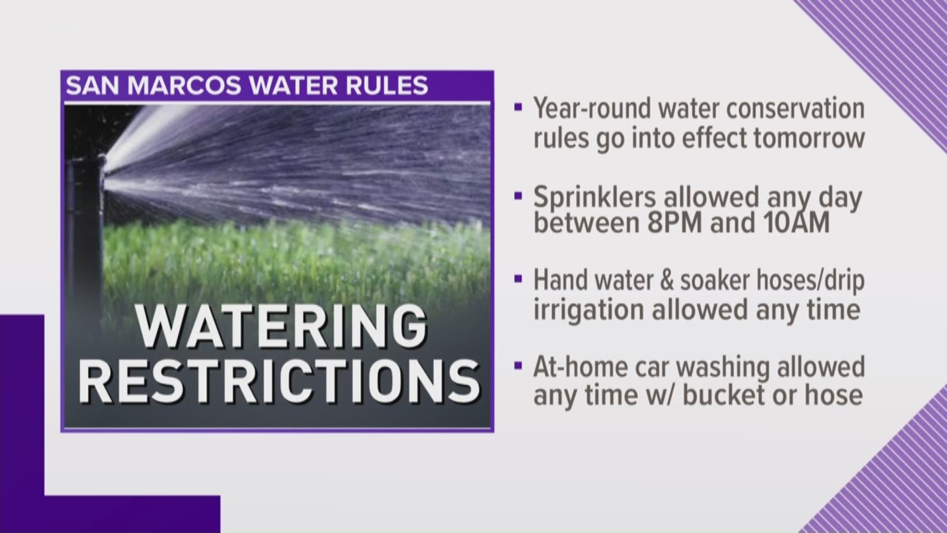 All the recent rain is allowing officials in San Marcos to ease-up on water restrictions.