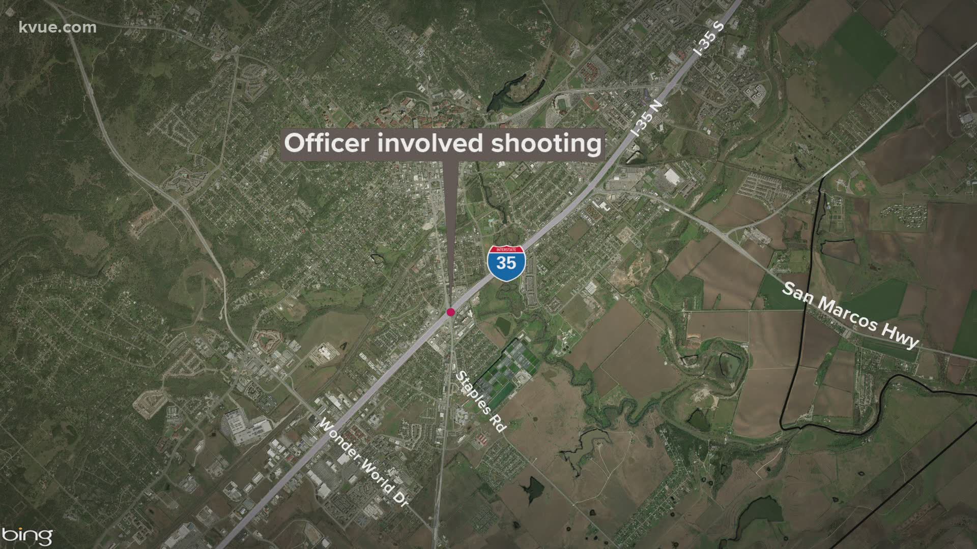 An officer-involved shooting on I-35 in San Marcos leaves one man dead and two police officers on administrative leave.