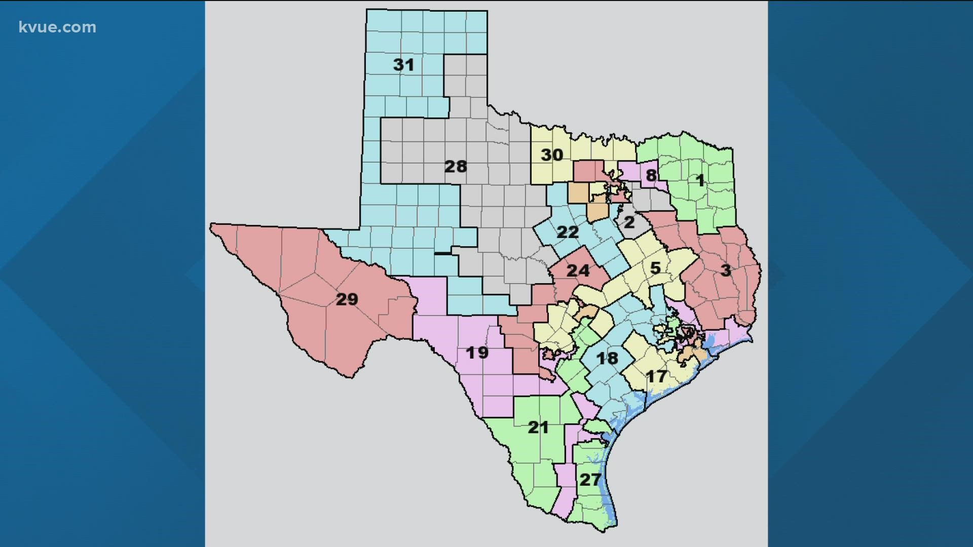 First Draft Of U S Congressional Districts Map In Texas Released 