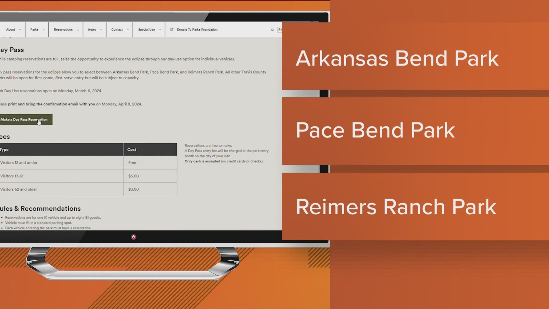Now is the time to reserve your spot to watch the April 8 total solar eclipse at a Travis County park.