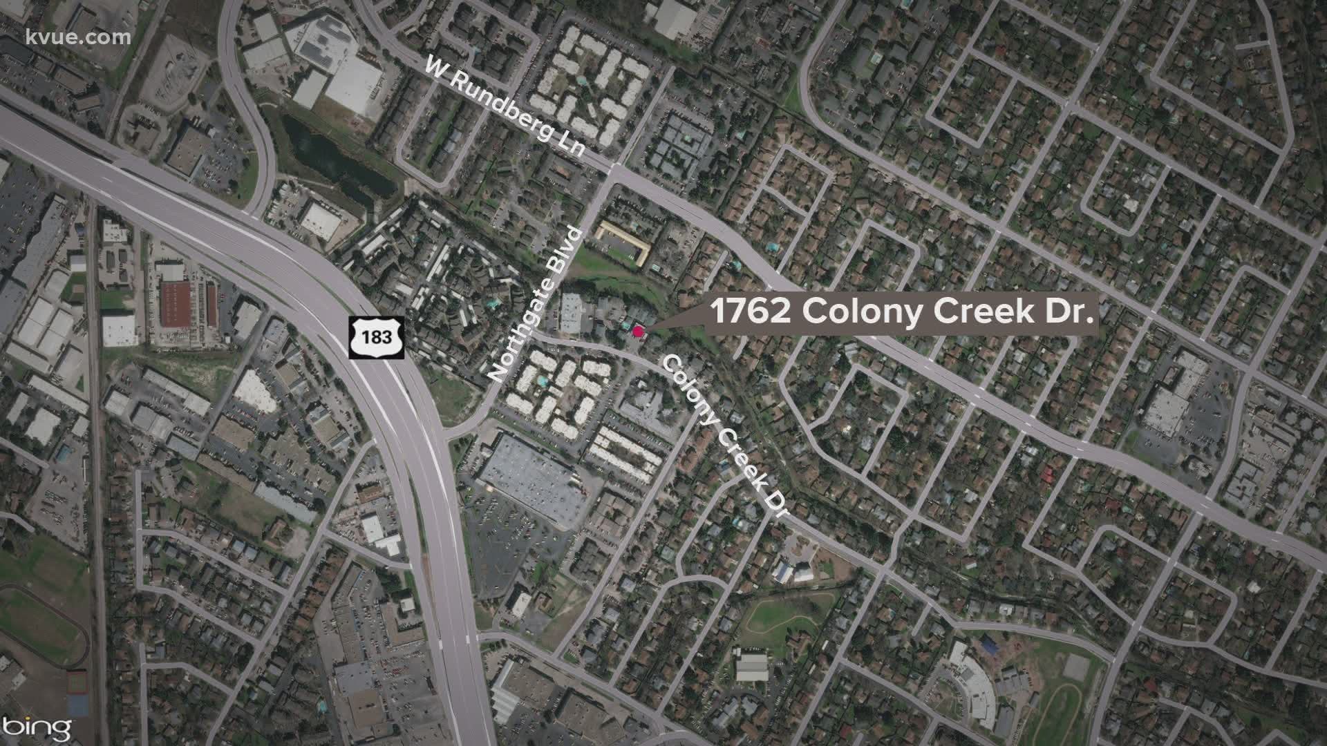 The shooting occurred Saturday night on the sidewalk of Colony Creek Drive.