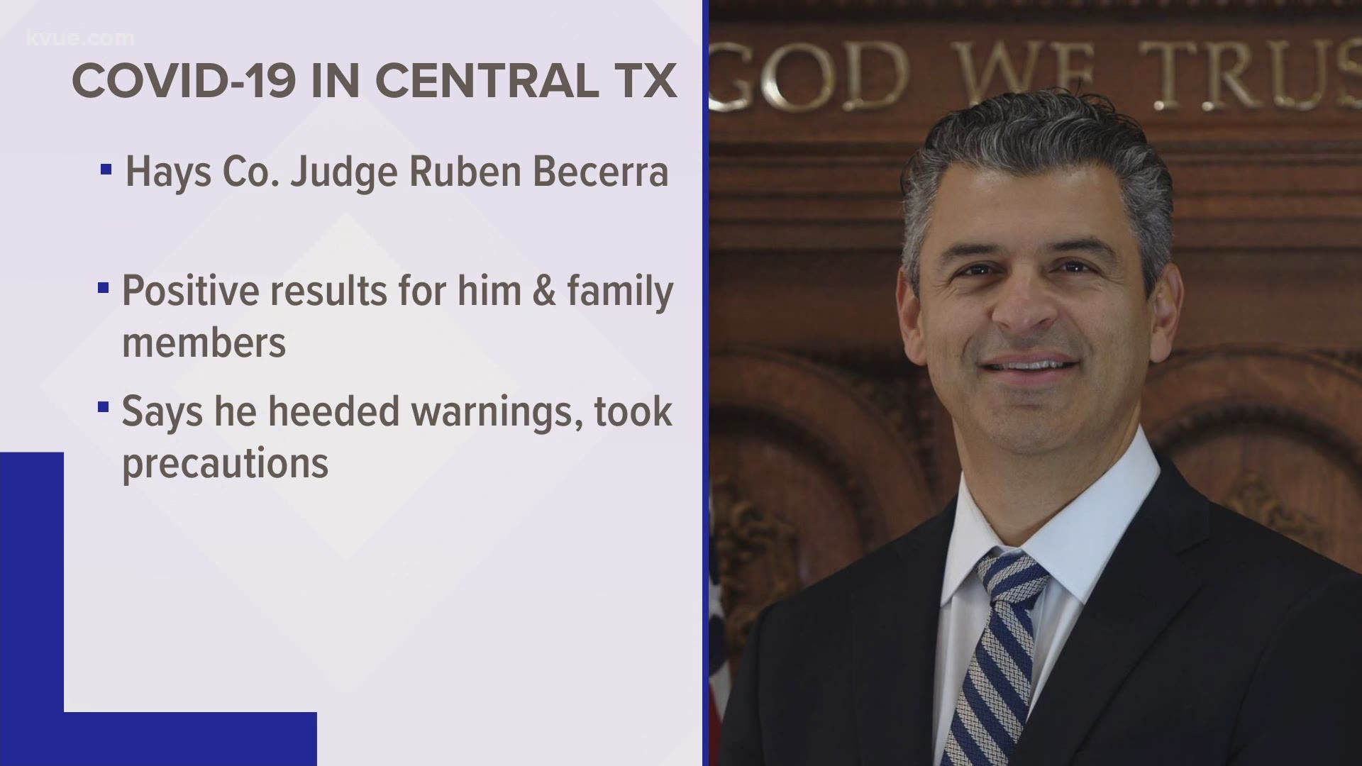 Hays County Judge Ruben Becerra confirmed he and his entire family have tested positive for COVID-19.