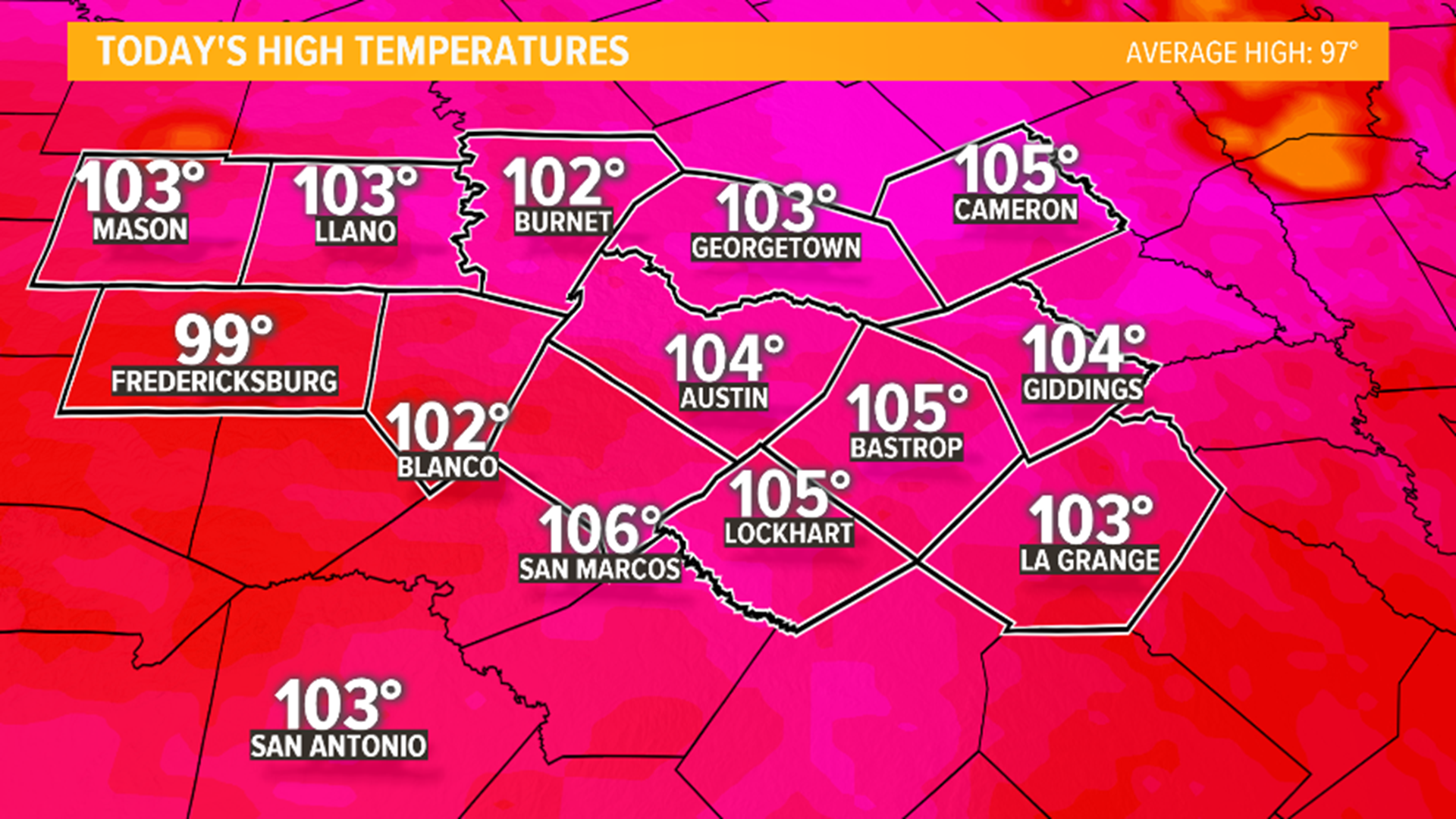 Heat Advisory for Central Texas through 7 p.m. Sunday, storms possible ...