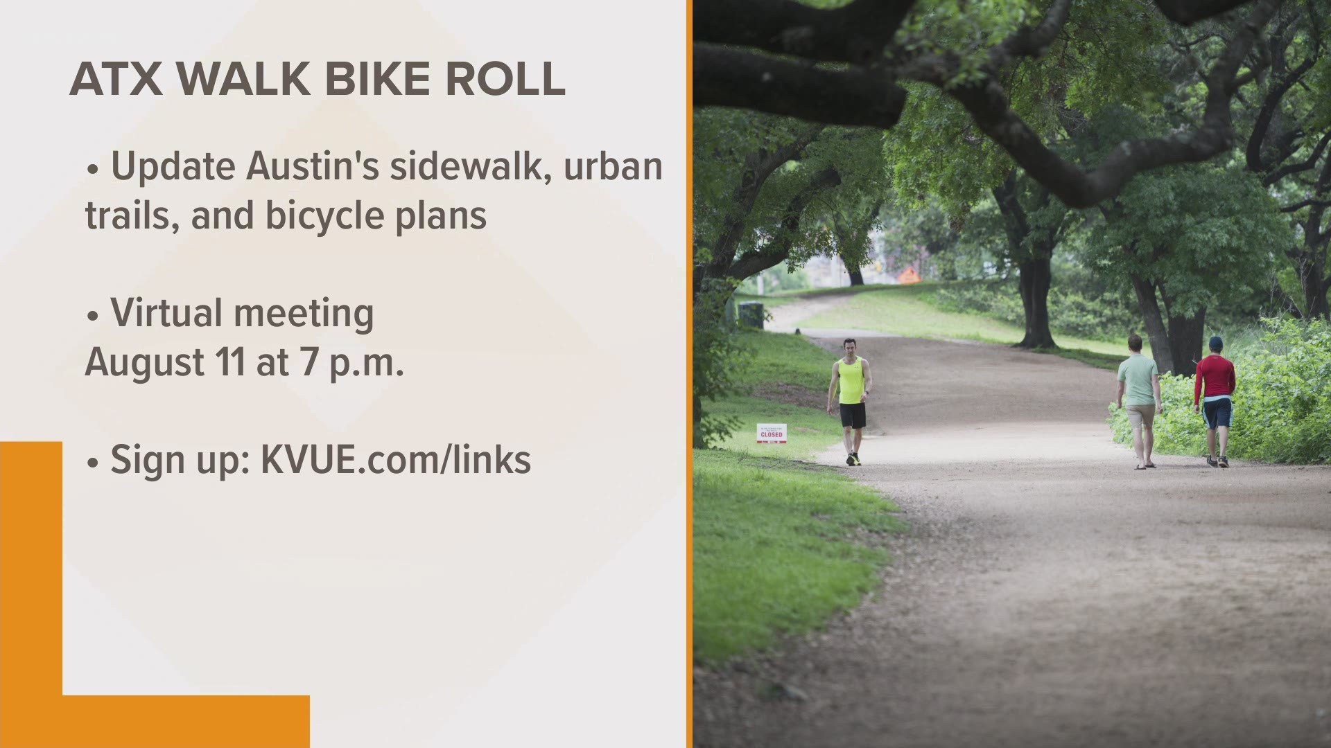 Austin residents can attend a meeting to give their feedback on which sidewalks and trails the city should tackle first.