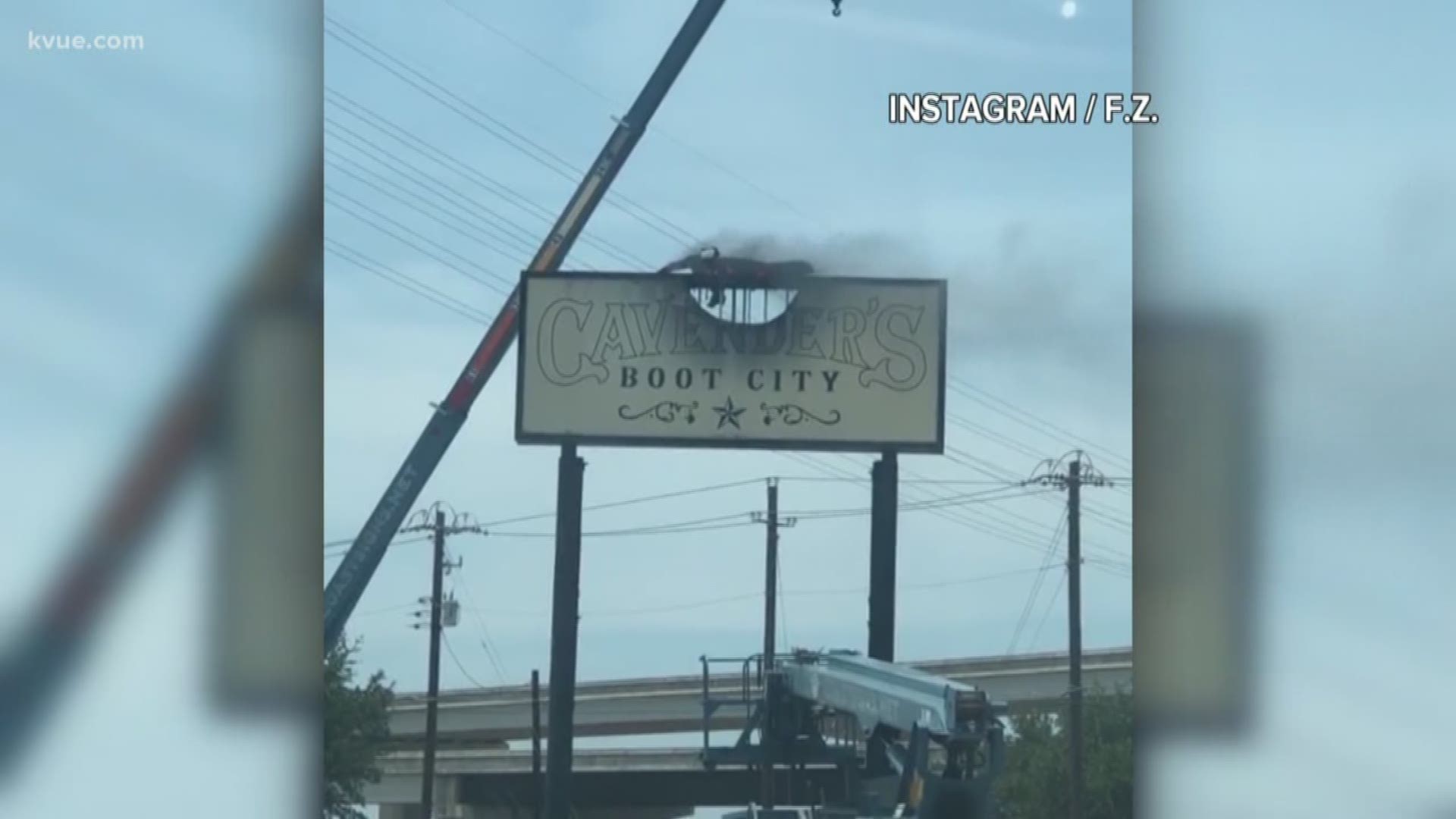 Cavender's said they purposely used a blow torch to melt the sign to replace it with a new one.
