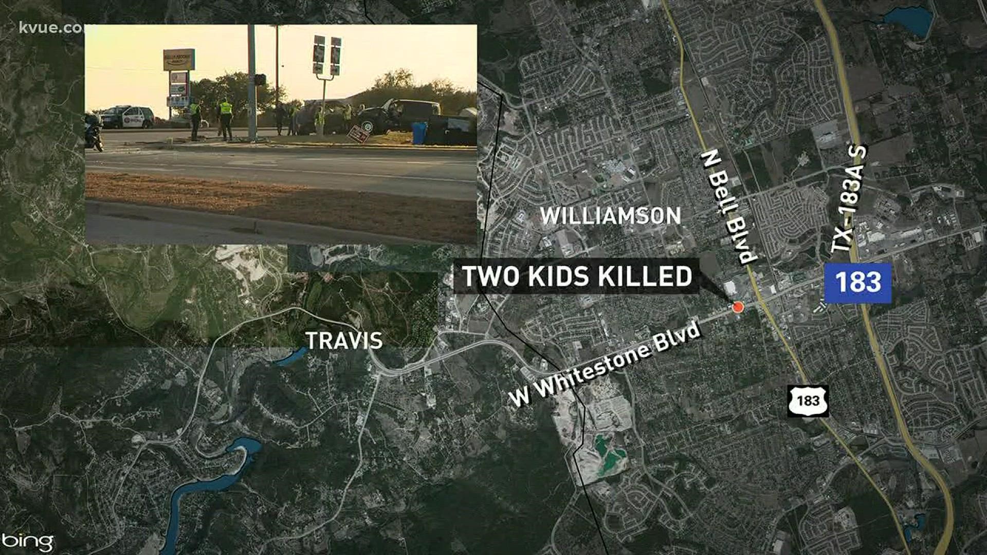 Two children are dead after a two-car crash in Cedar Park this afternoon. It happened just before four off Whitestone and Walton Way.