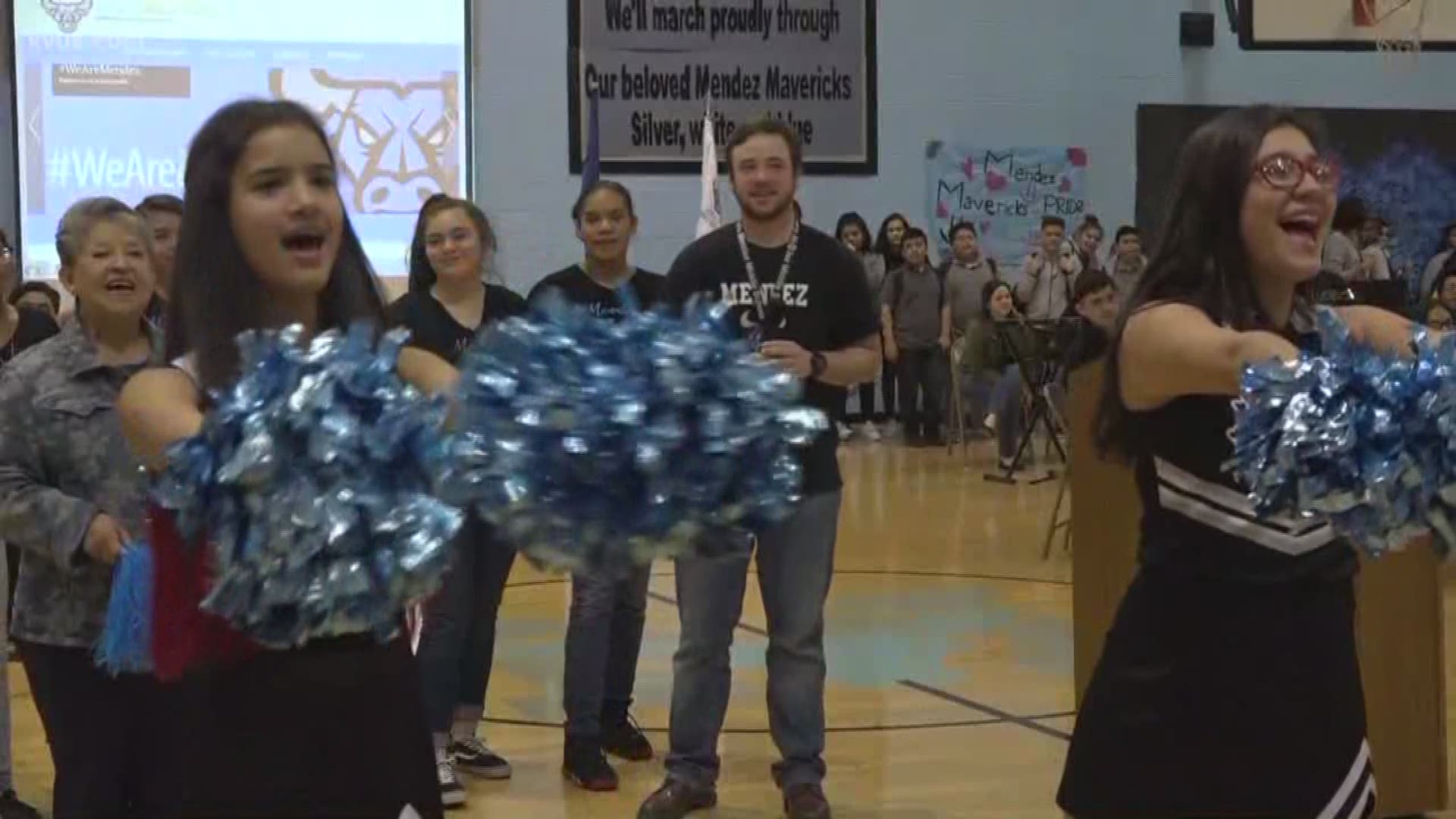 State and district leaders gathered at Mendez Middle School in southeast Austin for a pep rally to keep the doors open.