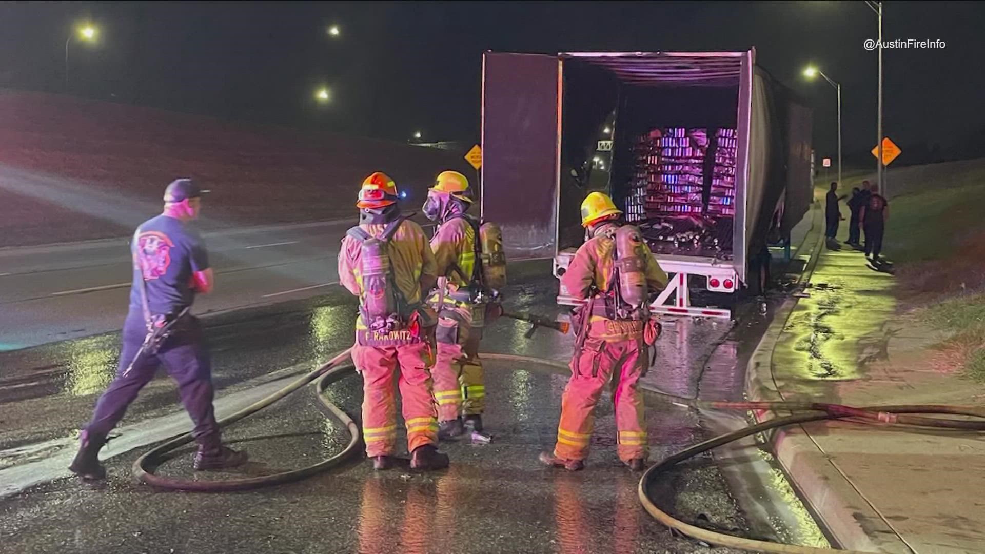 The 18-wheeler fire happened on westbound US 290, not far from Manor.