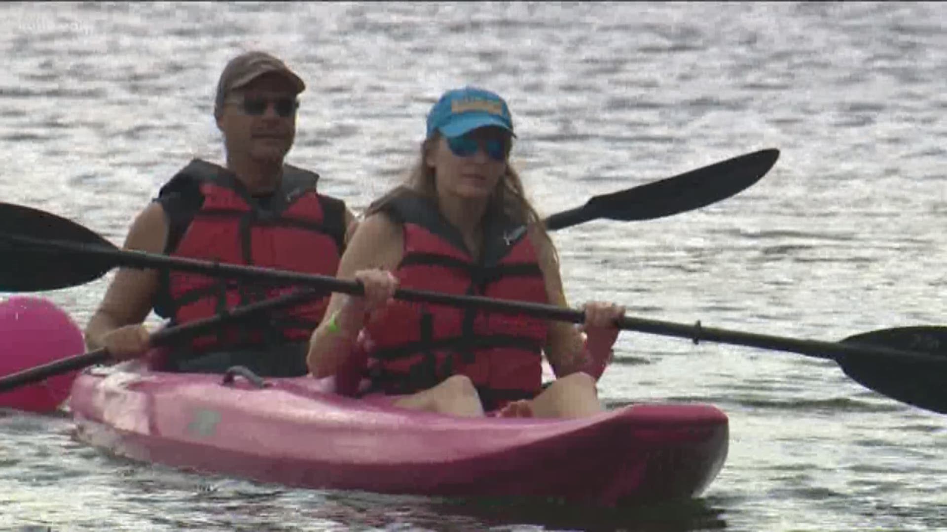 Nearly 100 people came out to Lady Bird Lake to participate in the Sup It Up For Cancer event.