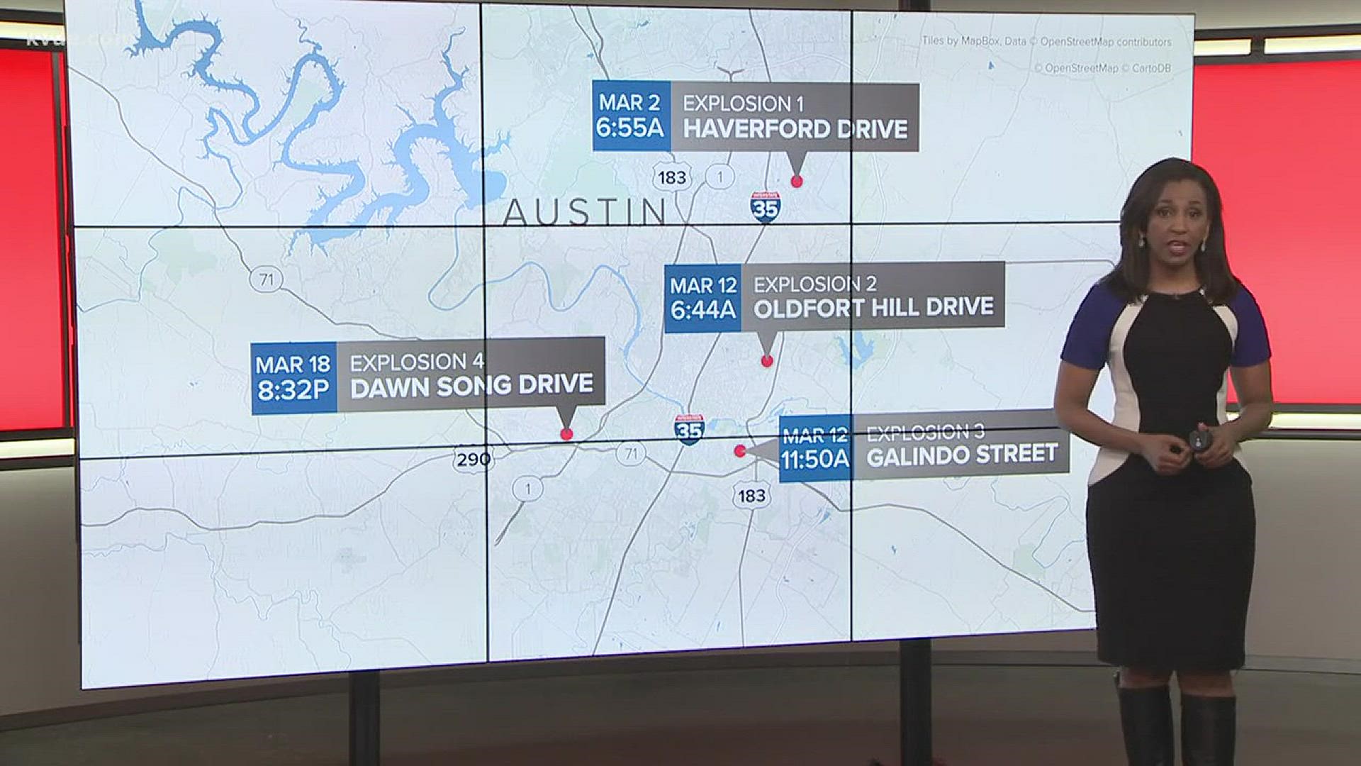 The KVUE Defenders track the path of the four explosions, investigating possible connections.