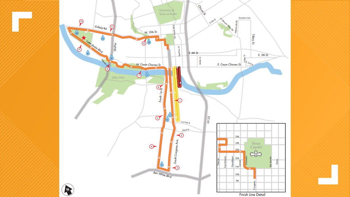 Several roads closed in Downtown Austin for Austin Marathon on Sunday