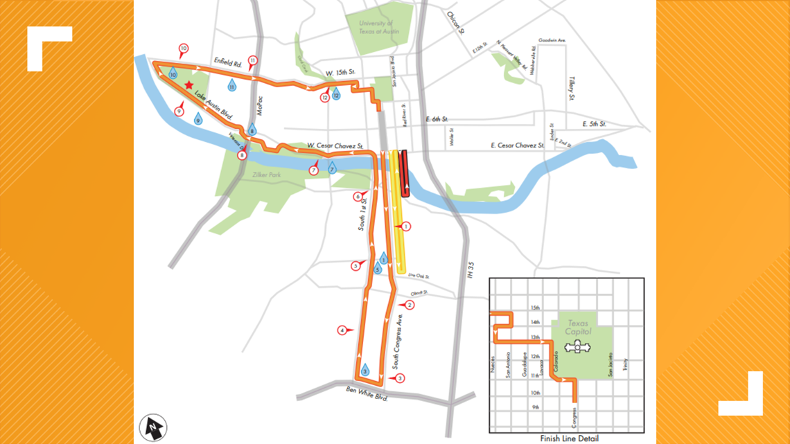 Austin Marathon Road Closures Map - Image to u