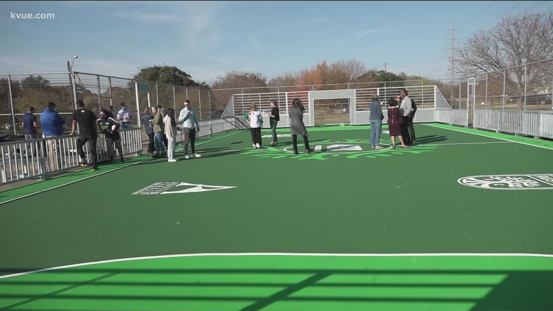 Families and soccer fans can try out a new state-of-the-art "mini pitch" that opened up to the public on Tuesday.
