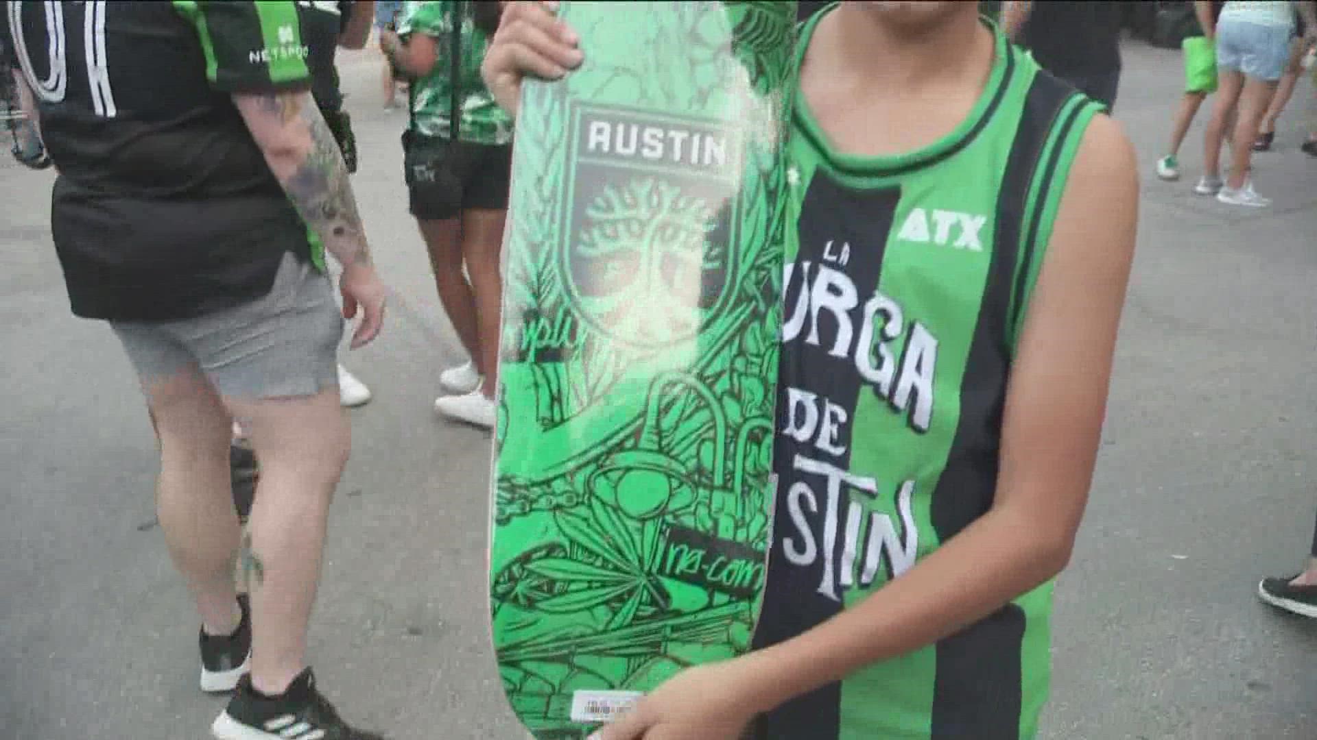 All of the Verde and Black fans celebrated a collaboration between the No-Comply skating community and Austin FC on Tuesday night.