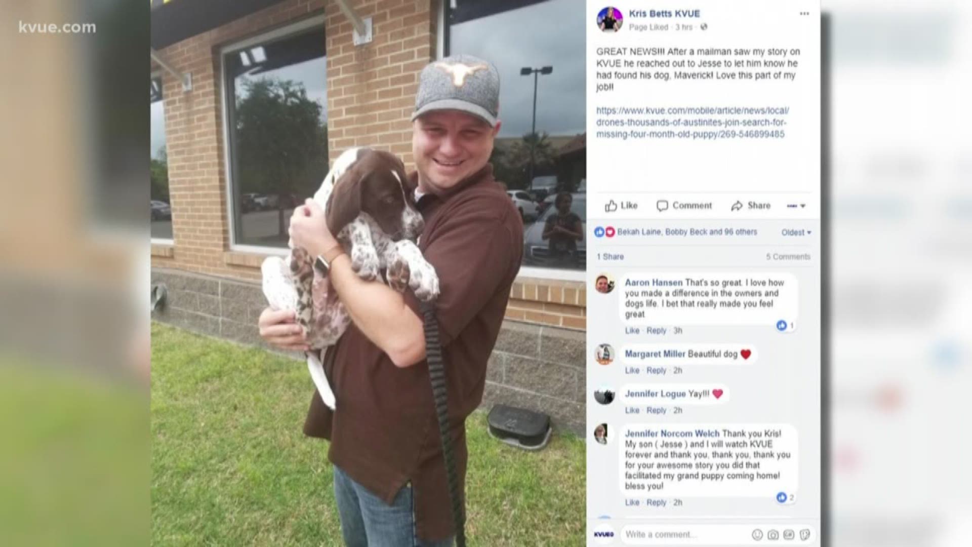 The four-month-old missing puppy that went viral on social media in Austin was reunited with his owner Tuesday.