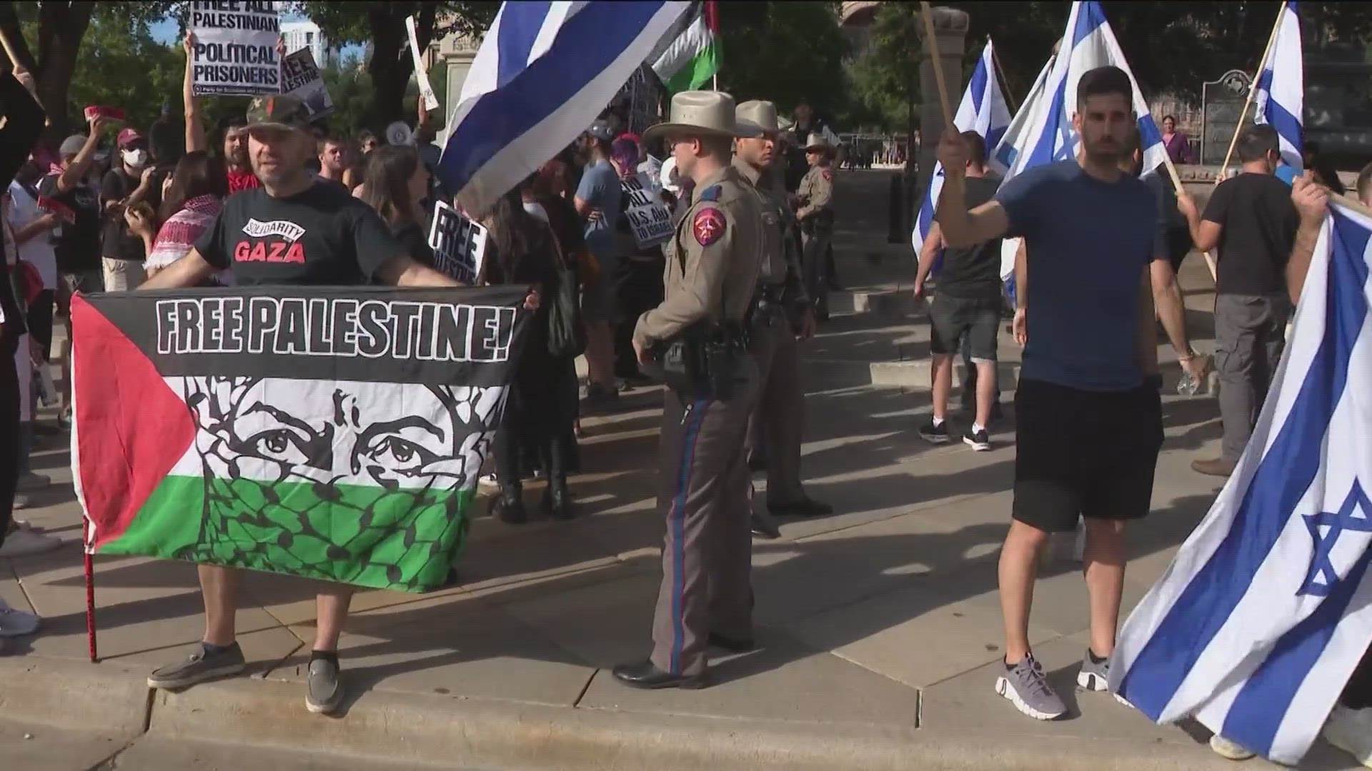 Supporters of Palestine and of Israel made their voices heard at rallies across the nation, including here in Austin.