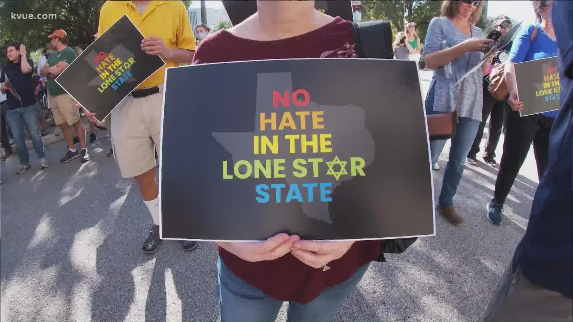 The event came after a string of recent incidents where anti-Semitism, racist and homophonic messaging has appeared in different locations around Austin.