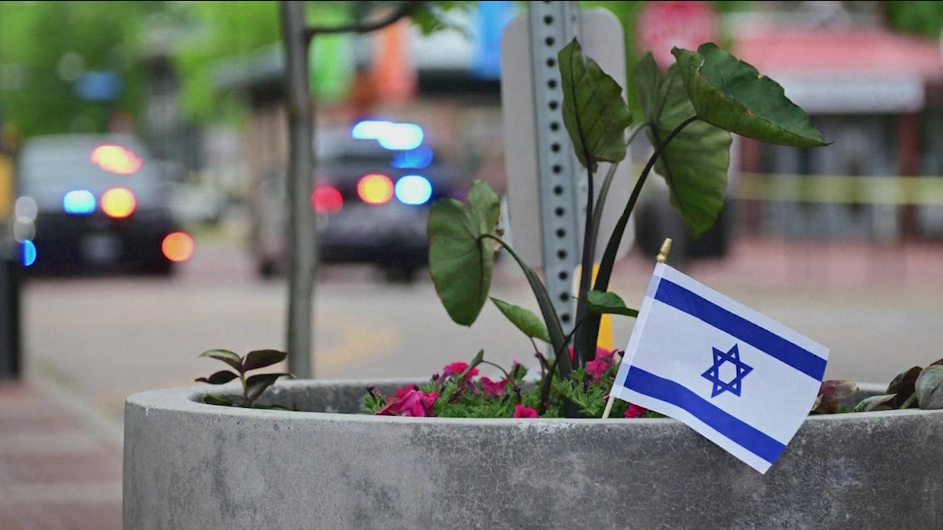 The suspect used a makeshift flamethrower and yelled "Free Palestine!" at a pro-Israel event, according to police. 