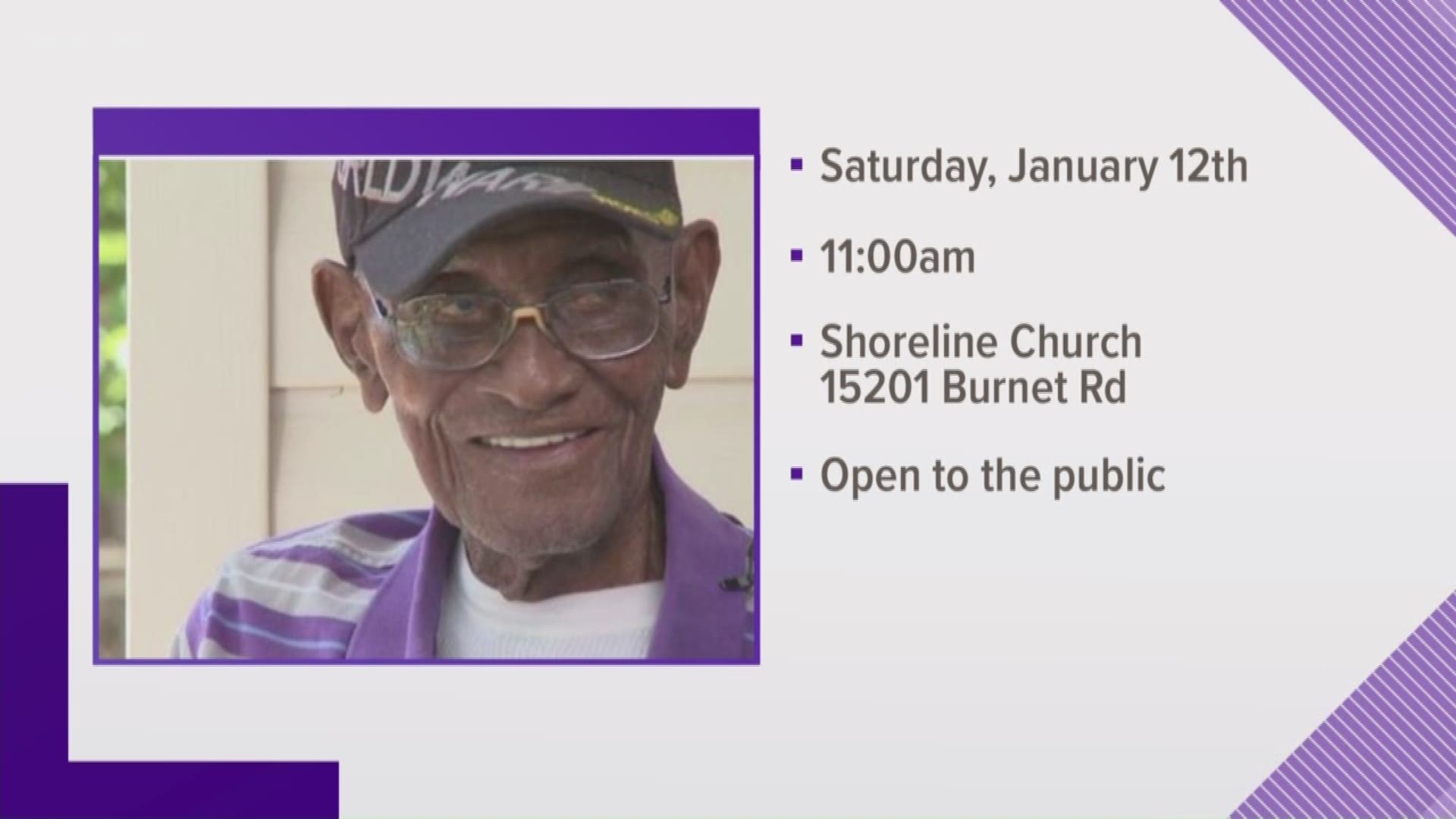 Mr. Overton's funeral is planned for Saturday, Jan. 12 at 11 a.m. at Shoreline Church. It will be open to the public.