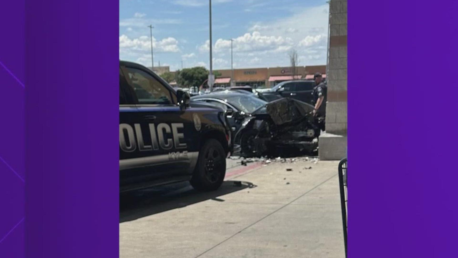 A driver hit a pillar at an H-E-B in Kyle on Saturday. The store remains open.