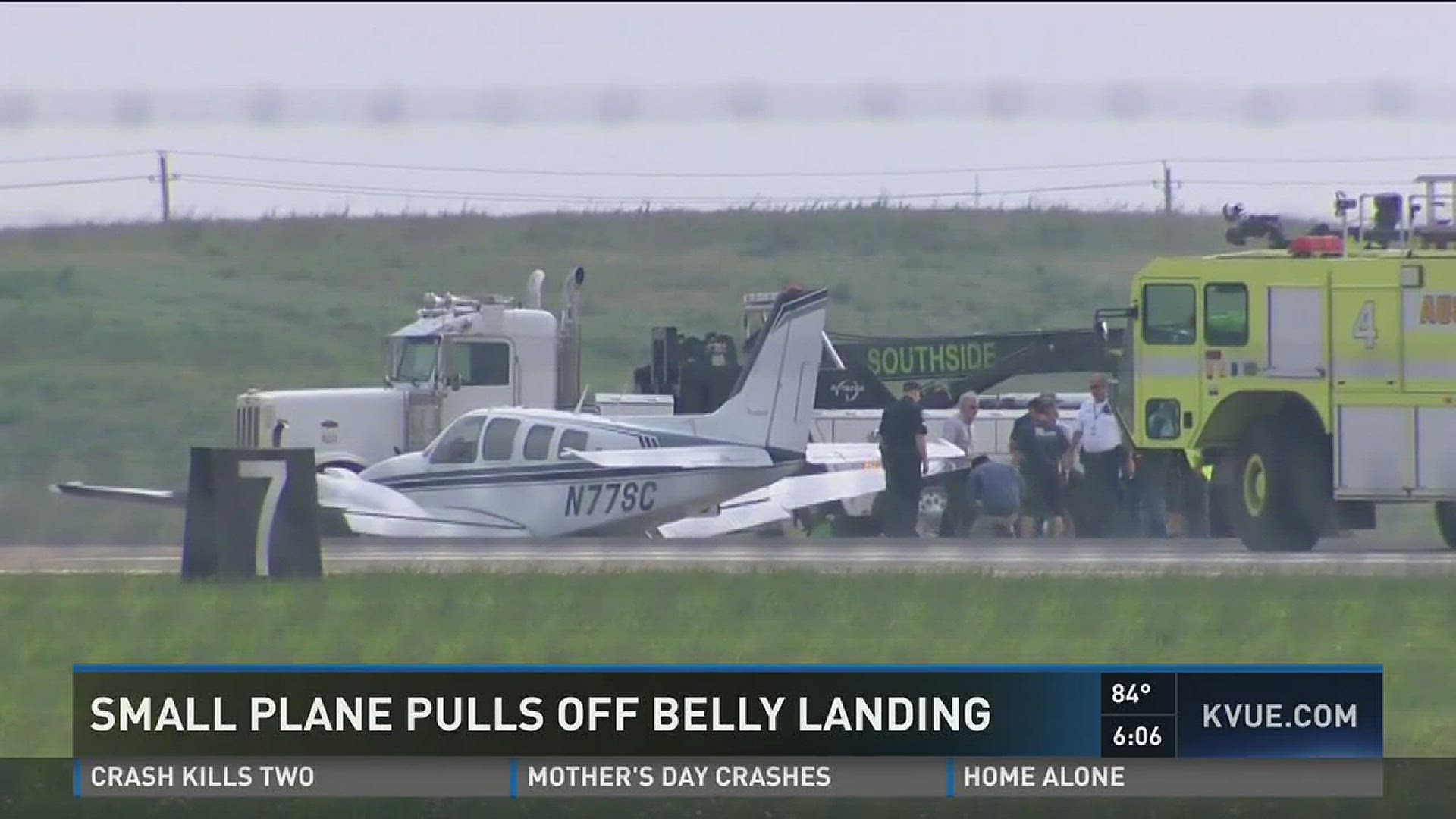 Small plane makes belly landing at ABIA