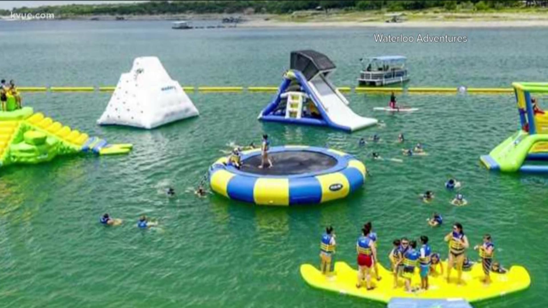 Waterloo Adventures features an inflatable water park on Lake Travis. It has about 600 feet of floating courses with trampolines, hurdles and slides.
