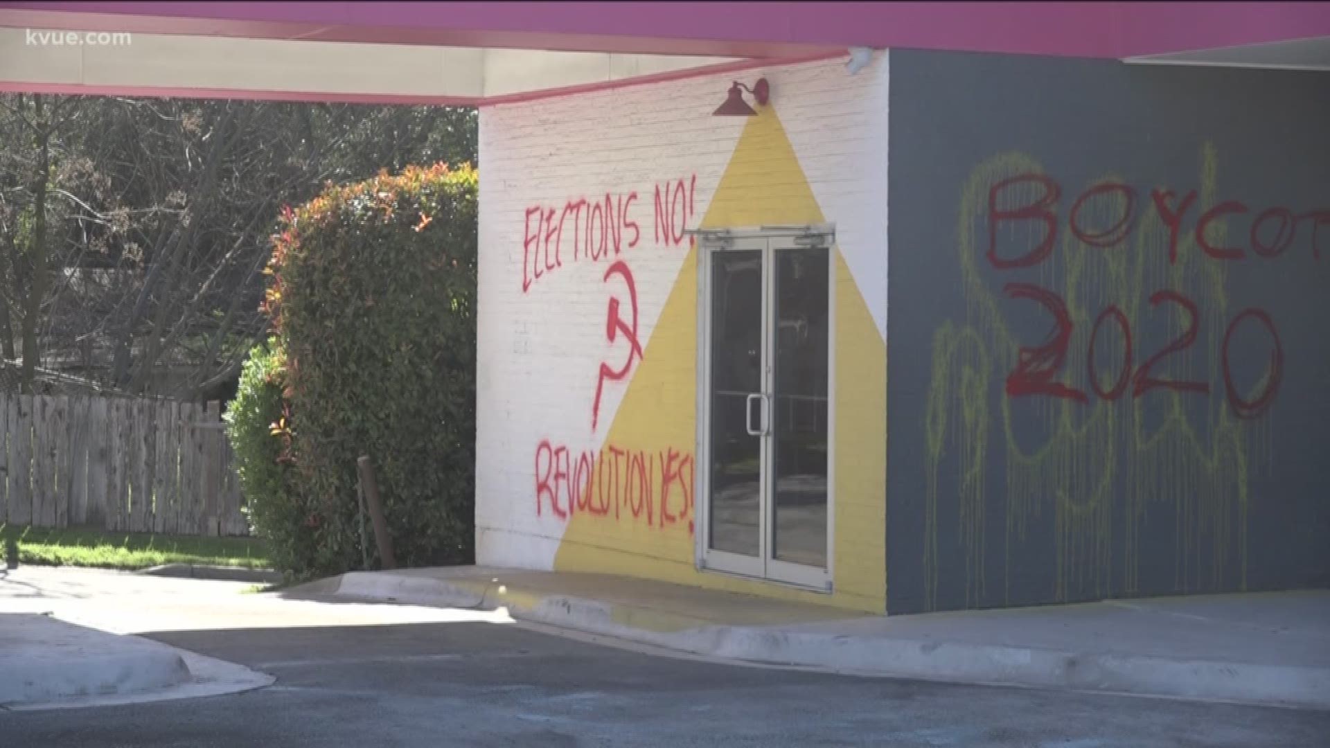 Presidential candidate Mike Bloomberg's Austin campaign office was the target of vandalism Thursday morning.