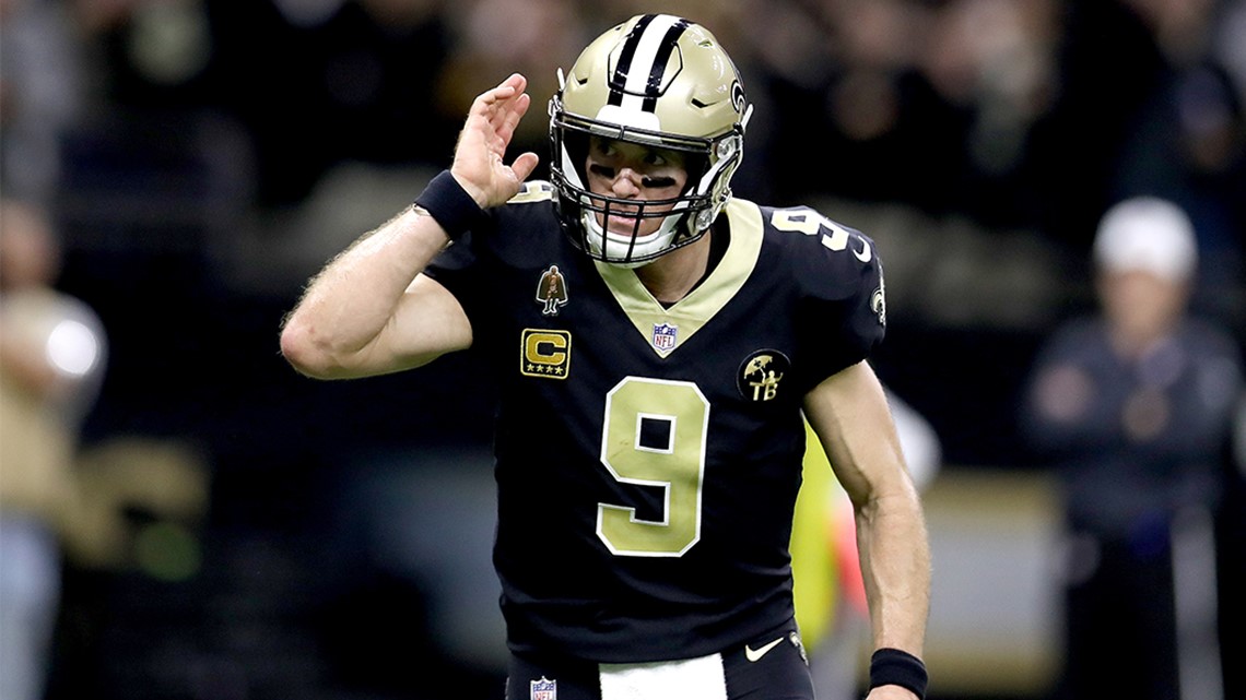 Drew Brees of the New Orleans Saints celebrates after defeating the News  Photo - Getty Images