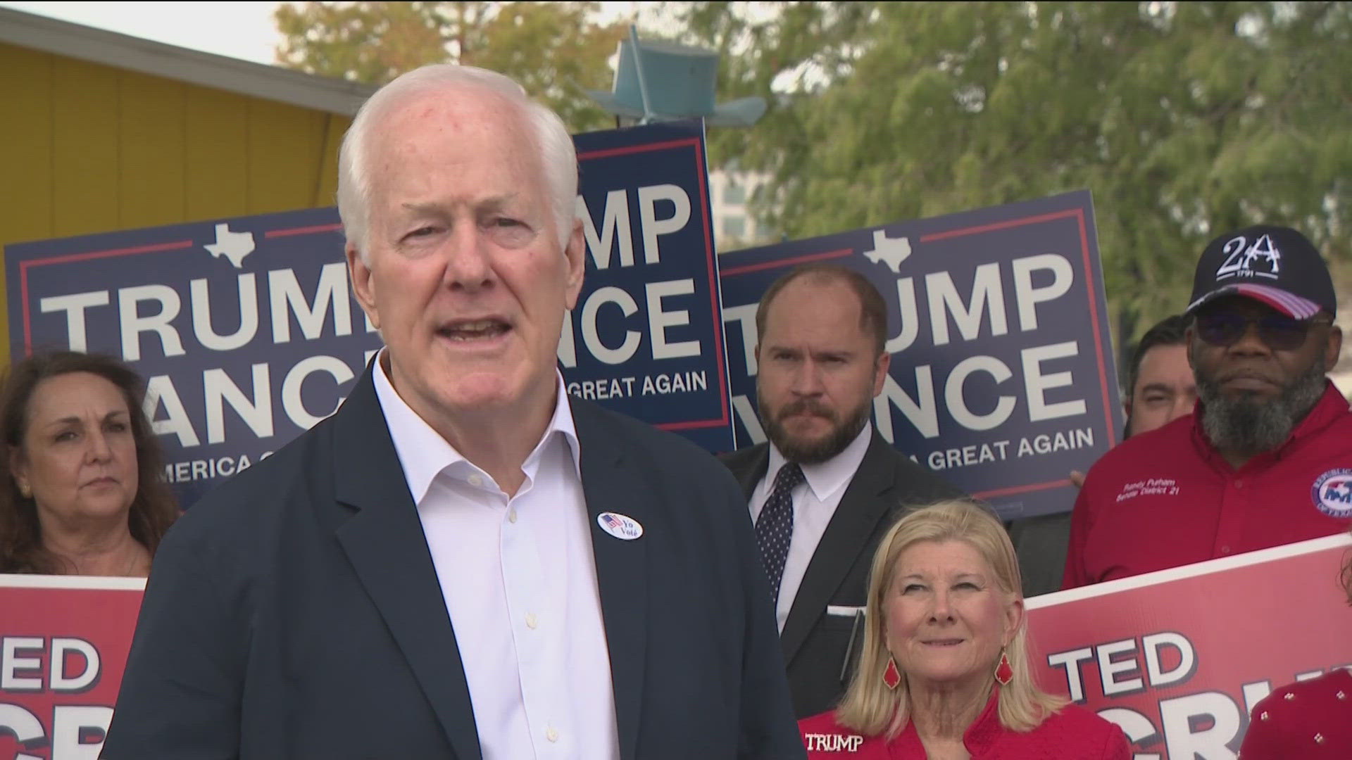 "I'm optimistic. Ted's gonna win. I'm looking forward to being with him, on the trail on Monday in San Antonio," Cornyn said in Austin on Tuesday.