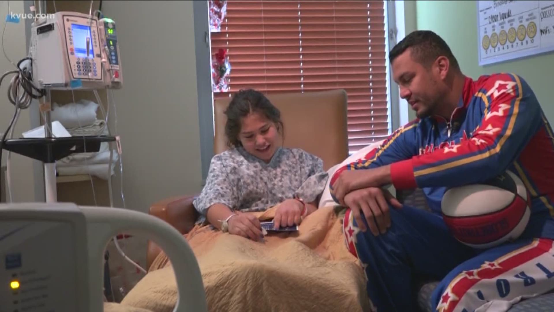 A one-of-a-kind show is coming to Central Texas in February, but before they take the court, the Harlem Globetrotters paid a visit to some kids in Austin.