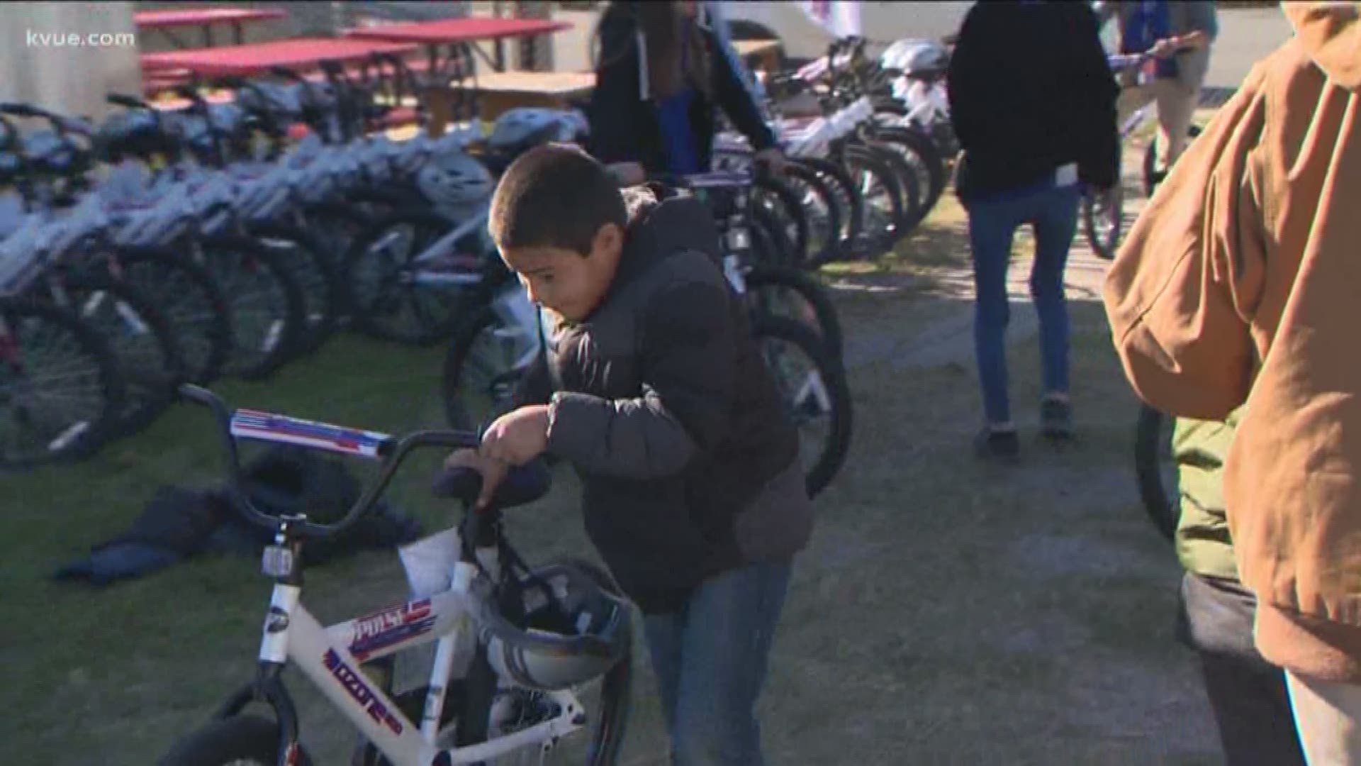 More than 100 kids at T.A. Brown Elementary were given brand new bikes and helmets.