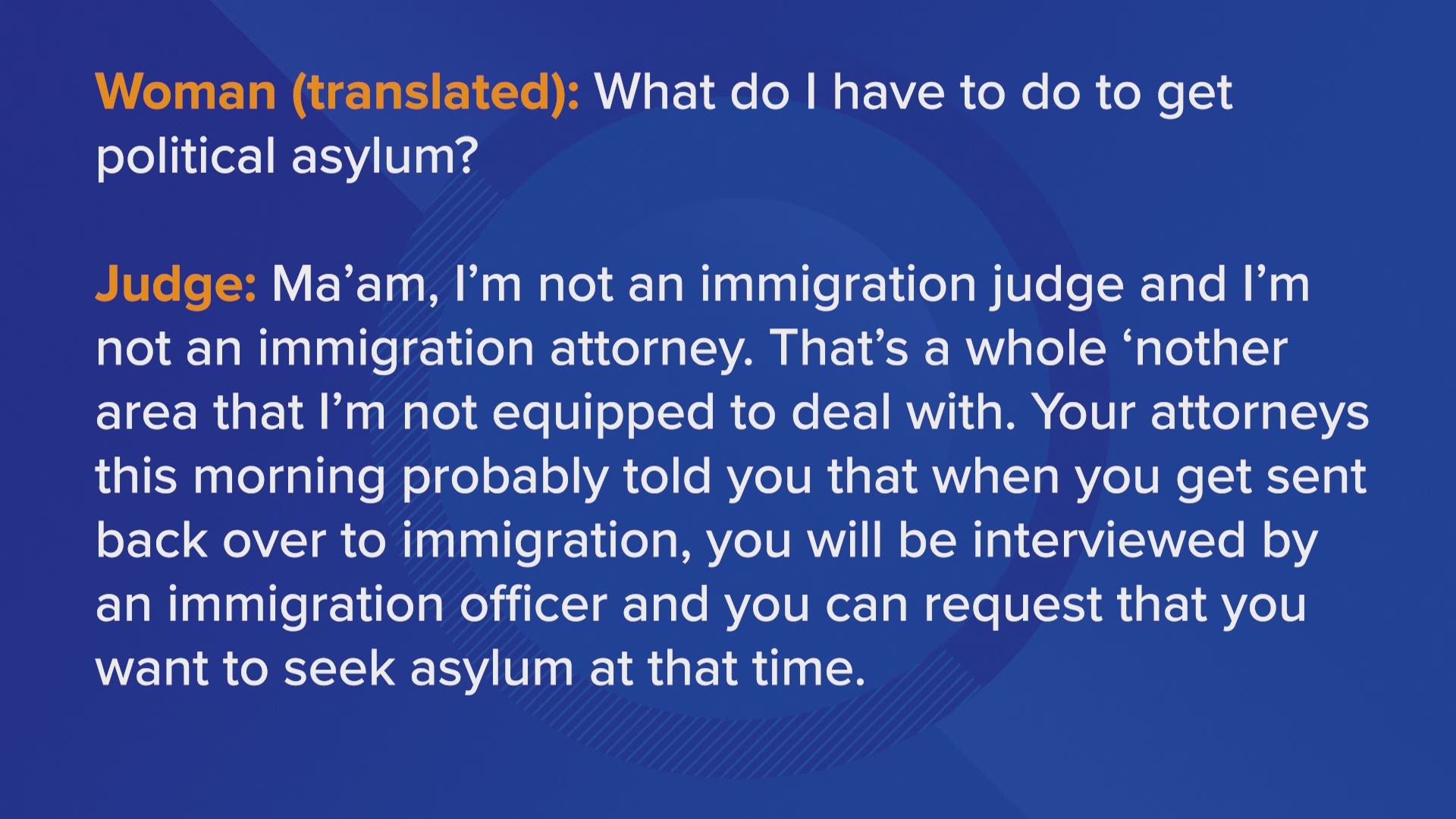 Some seemed confused about the asylum process during a federal district court hearing in McAllen, Texas October 1, 2018.