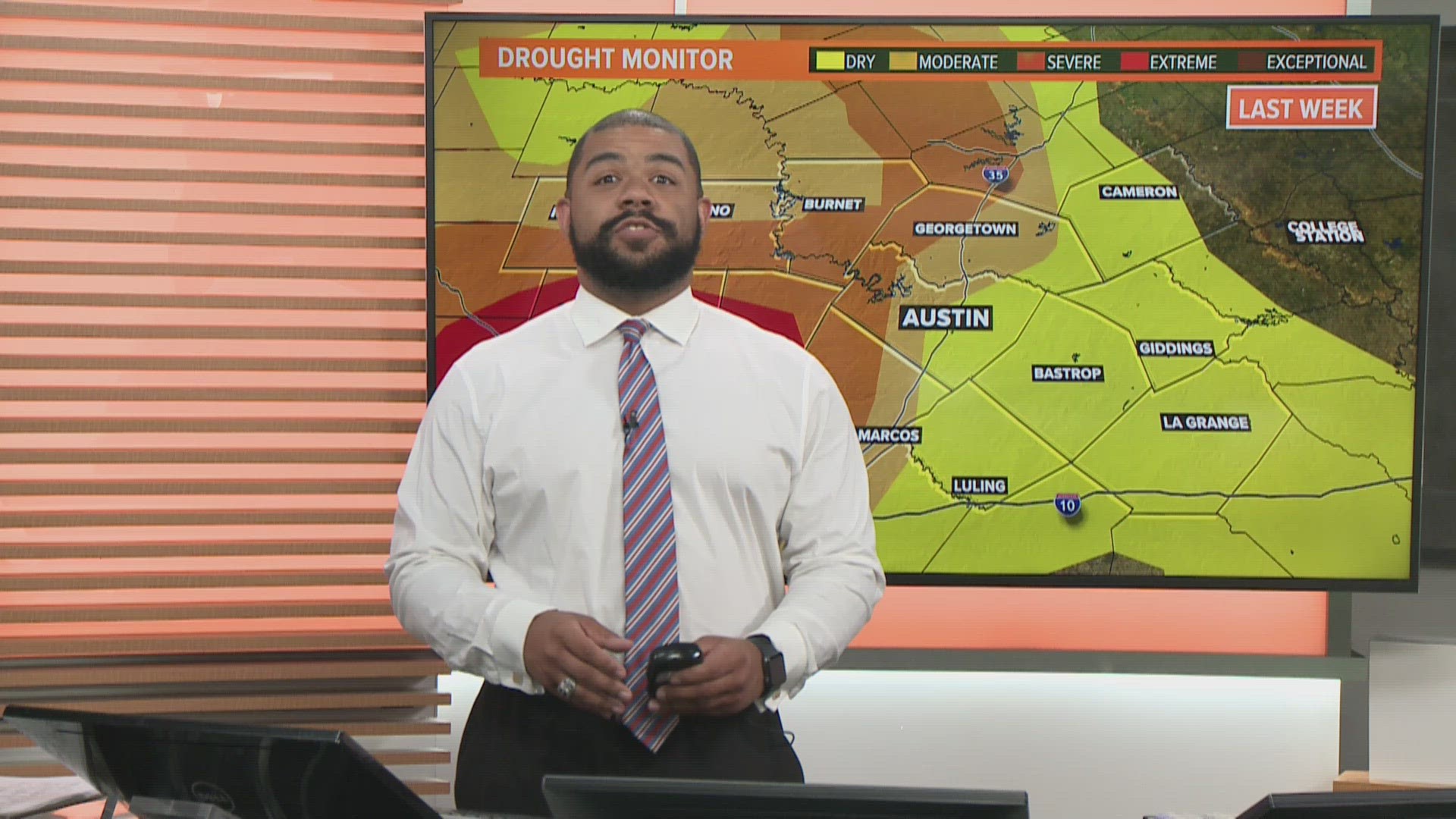 Drought continues to regress across Central Texas.