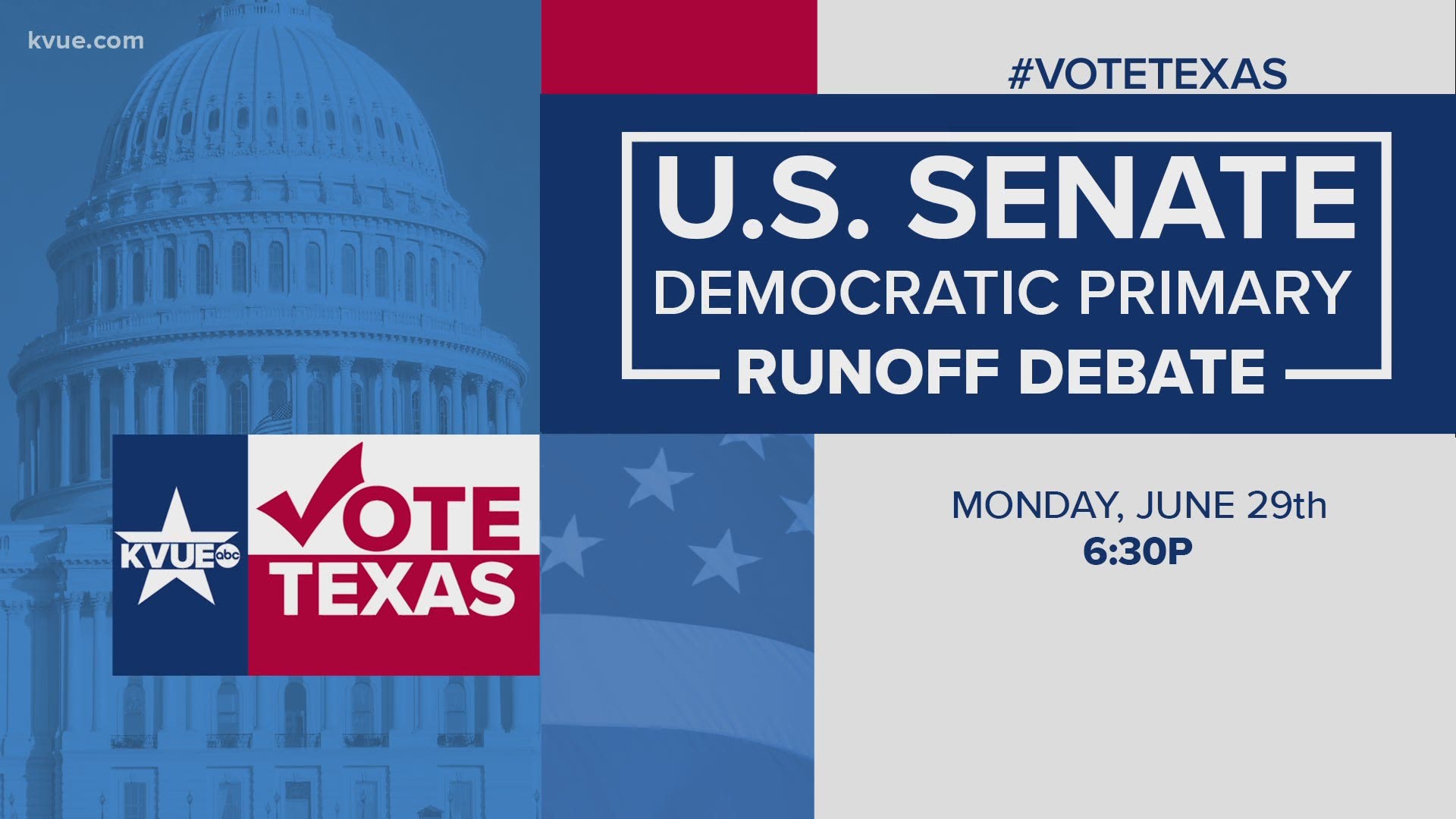 KVUE is hosting a debate between the Democratic candidates facing off for U.S. Senate, MJ Hegar and State Sen. Royce West.