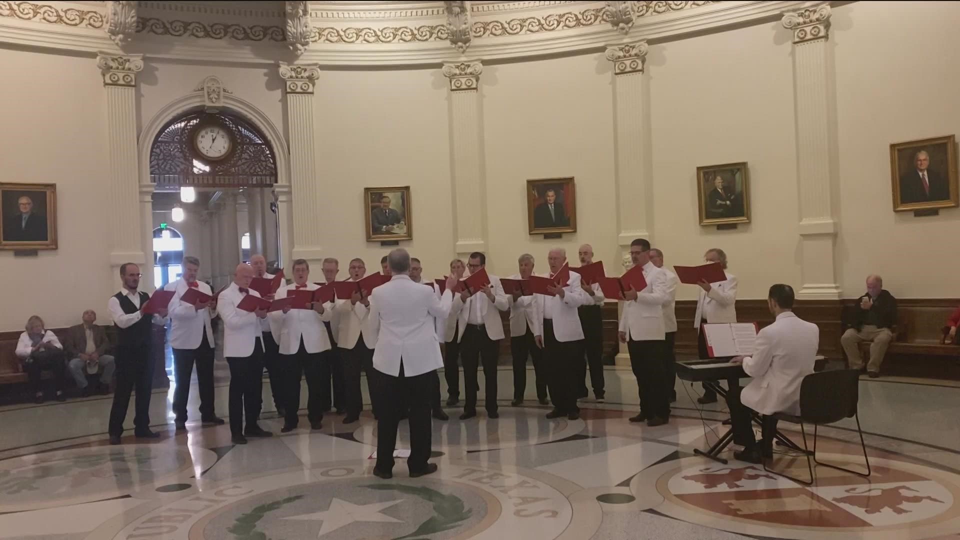 There is some holiday caroling taking place inside the Texas Capitol!