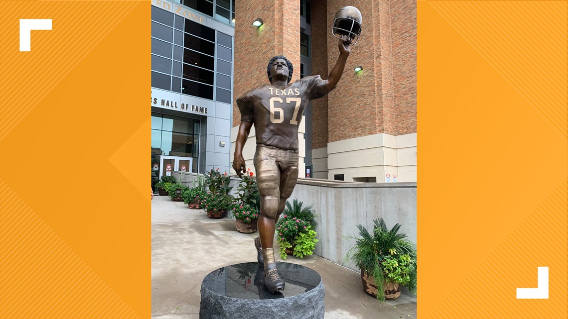 A jaguar statue is shown in front of Alltel Stadium before the