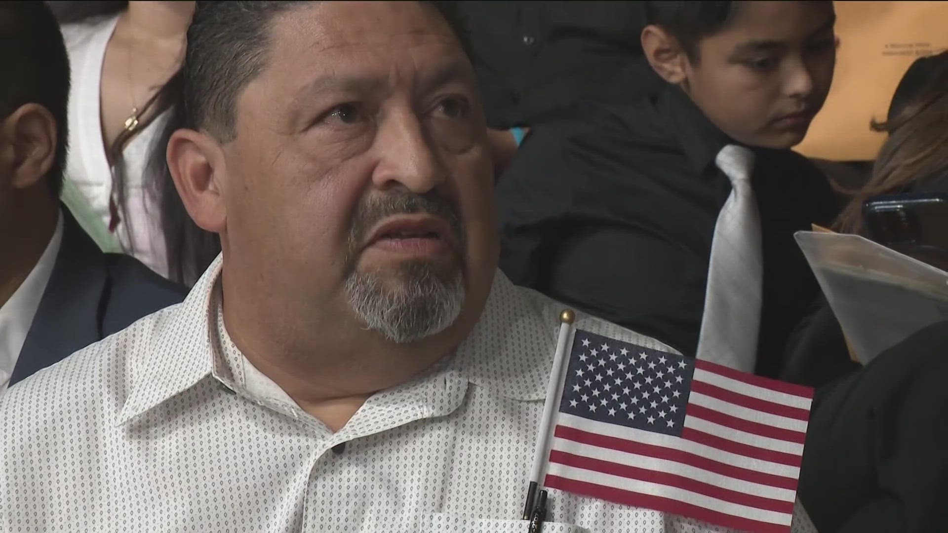 One man shared his opinions on Senate Bill 4 during a naturalization ceremony Wednesday in the Houston area.