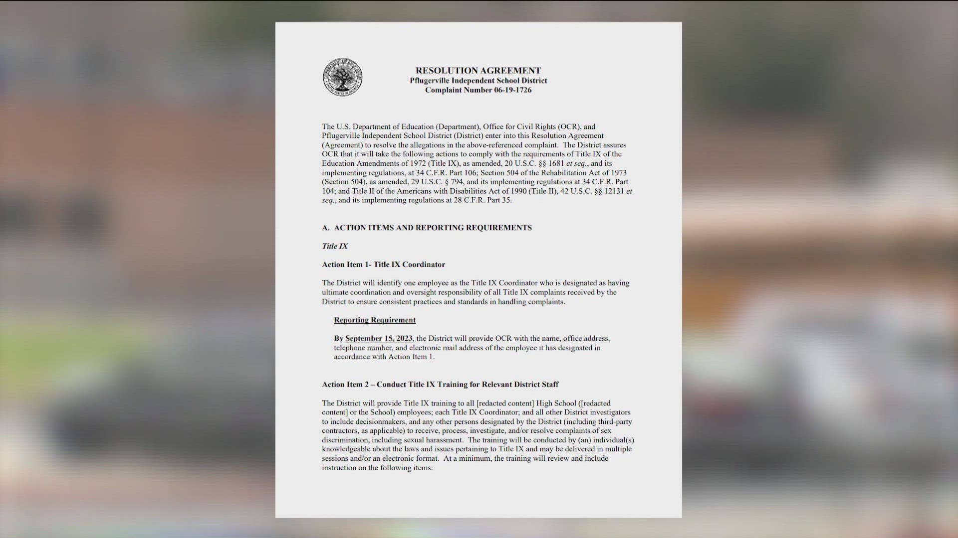 Pflugerville ISD is disputing a ruling from the U.S. Department of Education after the agency said the district violated Title IX during a sexual assault case.