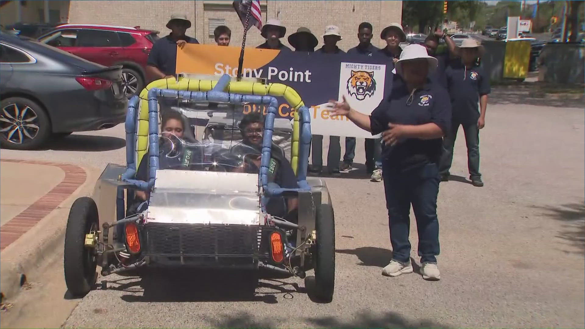 Some Round Rock ISD students are gearing up for another race at Texas Motor Speedway in July. The Stony Point High School Solar Car Club built a new two-seater.