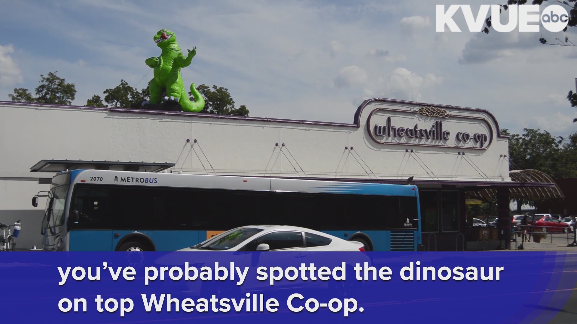 Wheatsville says Mangiasaurus, the dinosaur on top of their grocery store, is there to stay. But his future has not always been so certain.