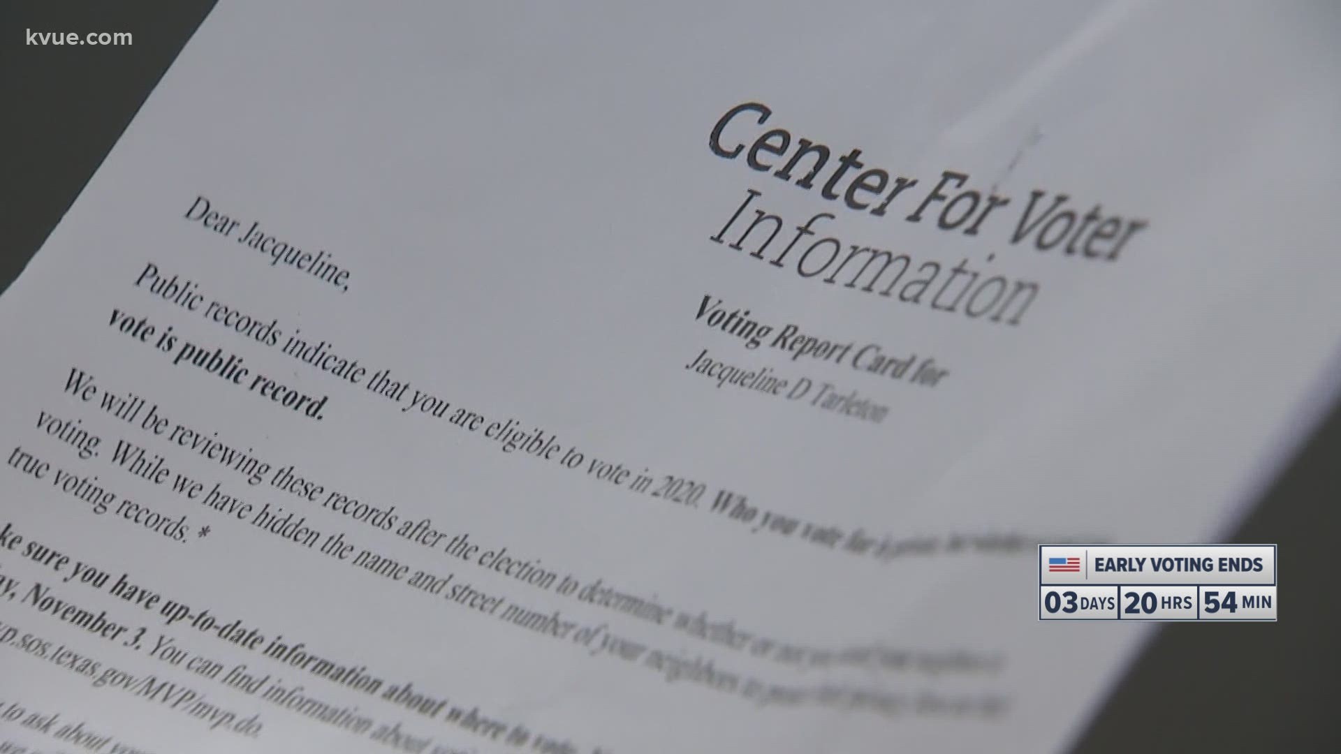 A Pflugerville woman is concerned over a letter she got in the mail. She thinks the contents may scare others away from voting.