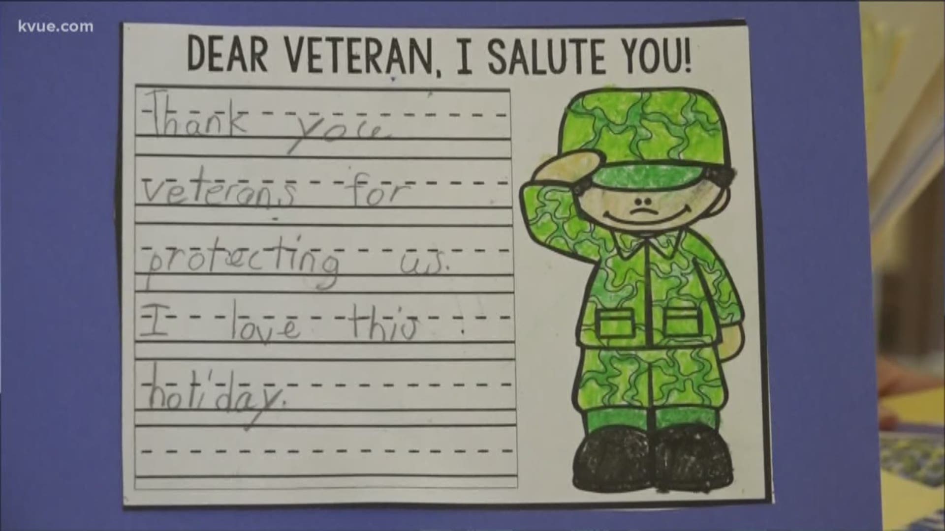 A group of elementary schoolers surprised a group of veterans with handwritten letters on Veterans Day.