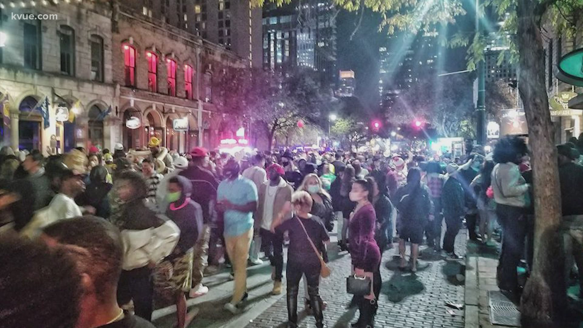 Large crowds on Sixth Street in Downtown Austin on Halloween