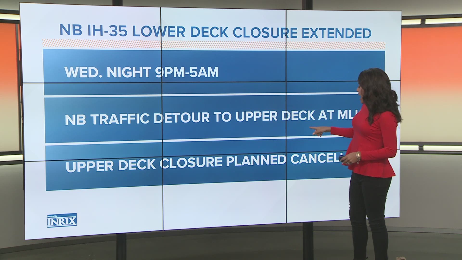 I-35's lower deck is undergoing a closure extension.